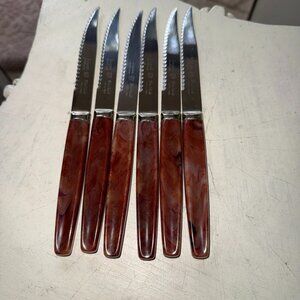 Regent Sheffield Bakelite Handle Steak Knife Set of 6 Stainless Steel UK England